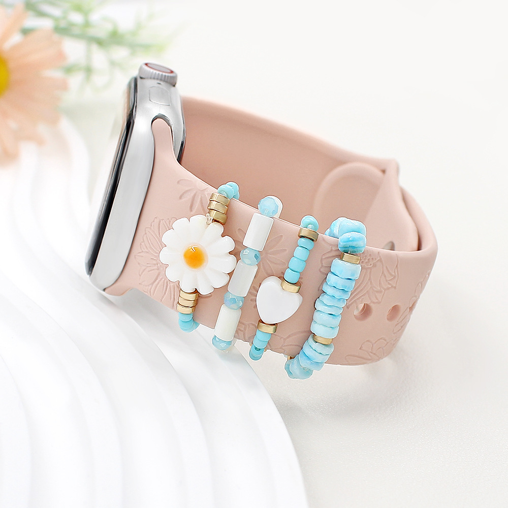 Picture of For Apple Watch Watch Watch Universal Silicone Strap Flower Shell Beads