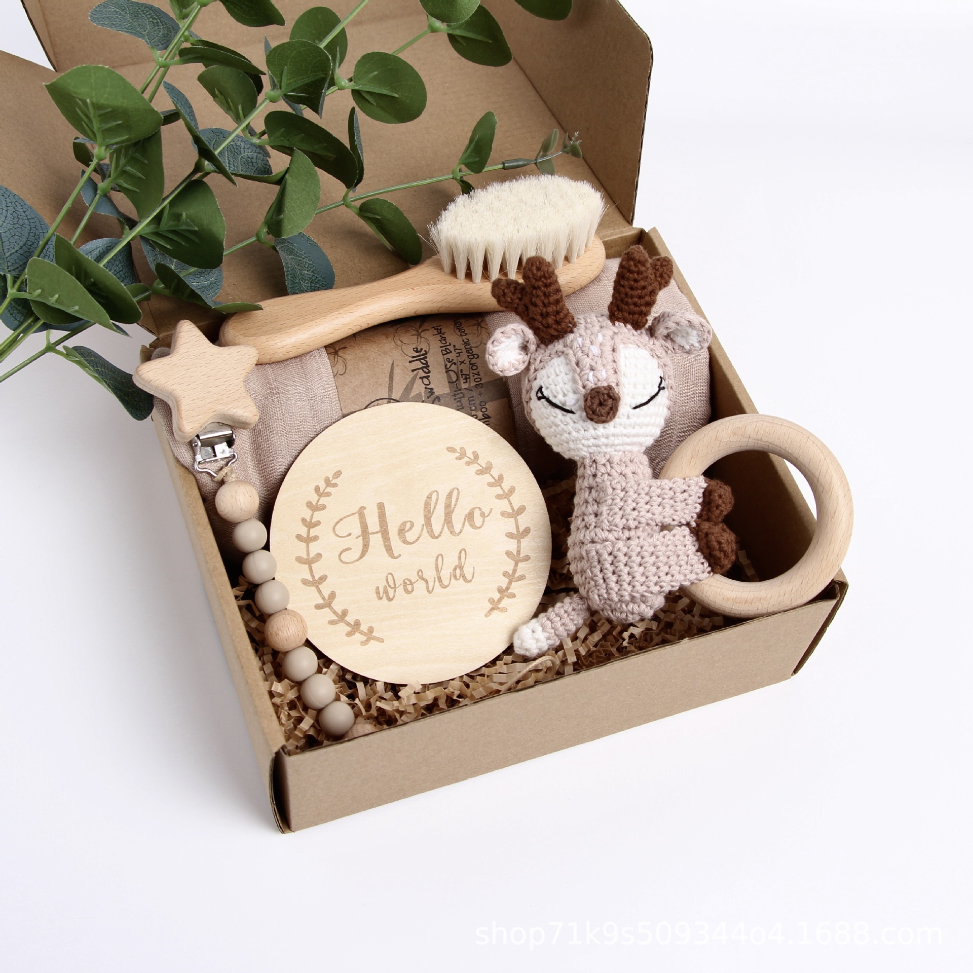 Picture of Baby Shower Gift Rattle Set Cotton Toy Pacifier Clip Blanket
