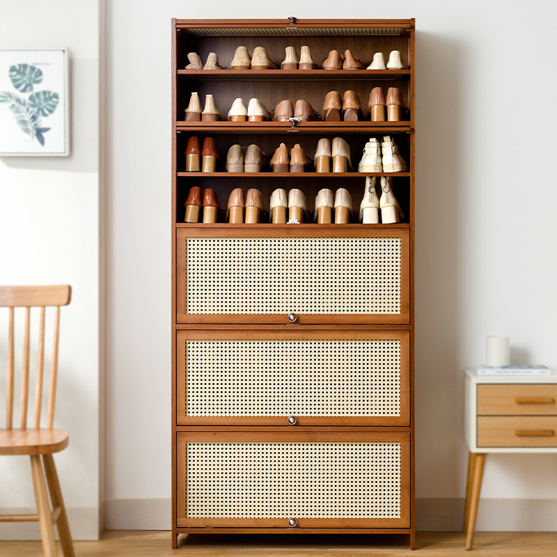 Picture of Rattan-like Shoe Cabinet Household Door Simple Shoe Rack Economical Storage Indoor Good-looking Storage Multi-layer Dustproof Dormitory