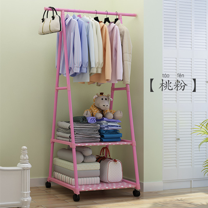 Picture of Coat Rack Triangle Coat Rack Floor Wheeled Mobile Multi-Layer Storage Rack Simple Modern Hanger Drying Rack