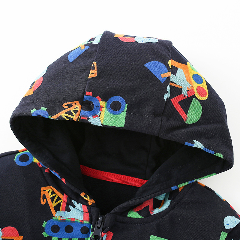 Picture of malwee children's spring and autumn coat European and American children's boy hooded zipper shirt men's children's clothing western style top