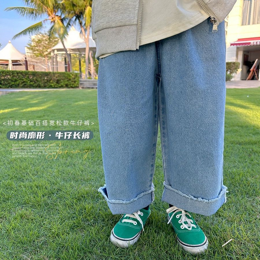 Picture of Boys Jeans Spring and Autumn 2024 New Design Sense Western Style Loose All-match Trousers Children's Wide-leg Long Pants