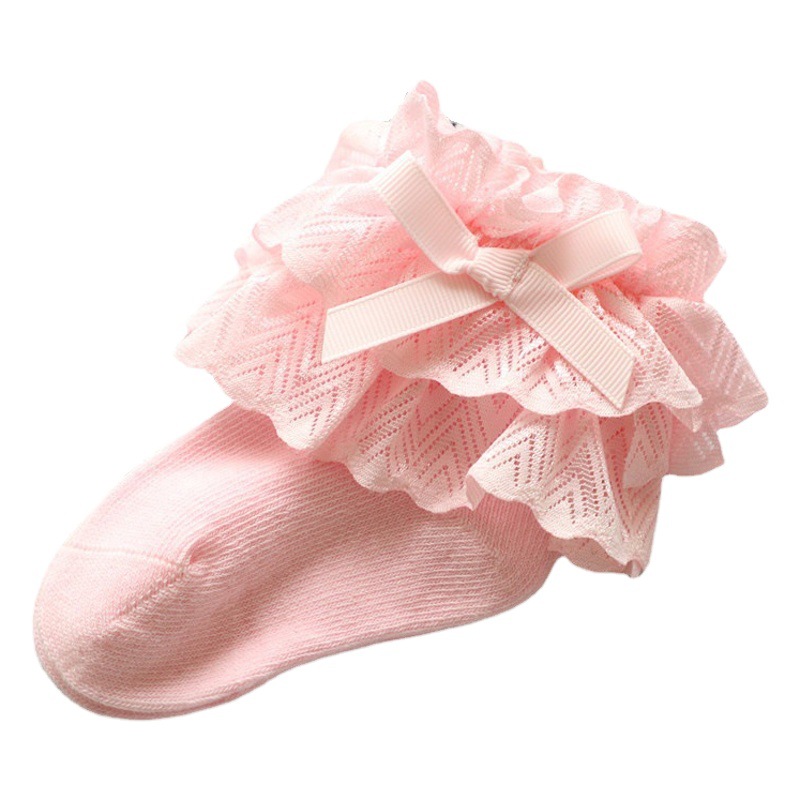 Children's Socks Spring Autumn and Winter Children's Socks Bow Baby Lace Socks Korean Style Baby Socks Lace Girls Princess Socks