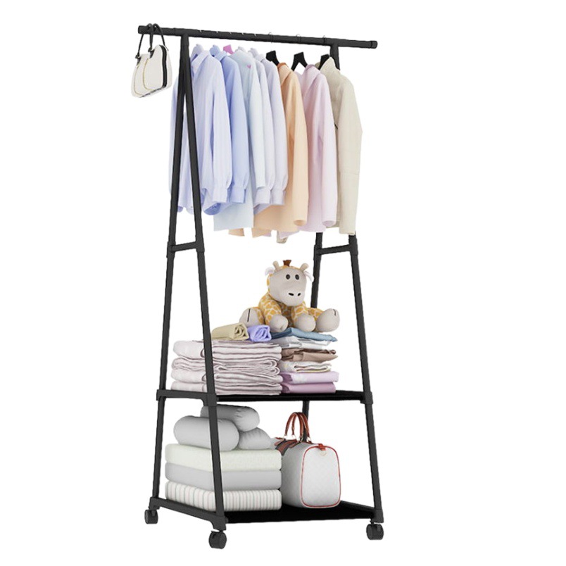Coat Rack Triangle Coat Rack Floor Wheeled Mobile Multi-Layer Storage Rack Simple Modern Hanger Drying Rack