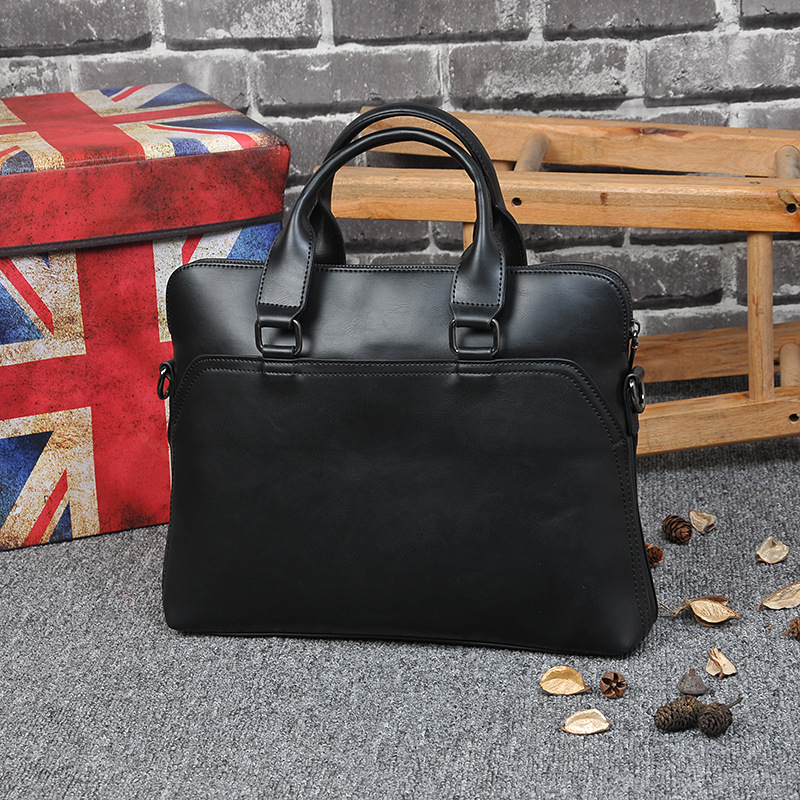 Picture of Men's Shoulder Bag Korean Style Casual Satchel Crossbody Bag Trendyy Computer Bag Pu Men's Bag Crazy Horse Leather Crossbody