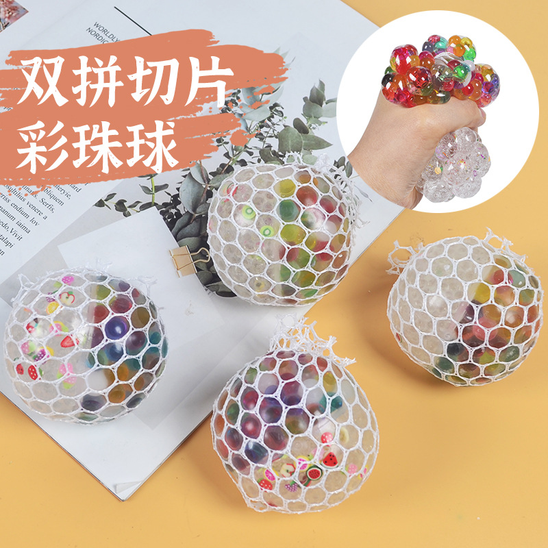 Picture of Creative new color beads fruit double hand pinch squeeze grape Ball Trick Trick decompression toys funny pinch music