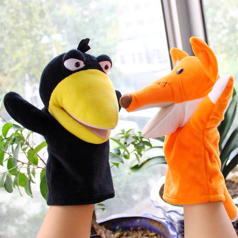 Picture of Fox and Crow Hand Puppet Toy Doll with Movable Mouth and Hand Doll Plush Kidsren's Watch Speech Story Theater