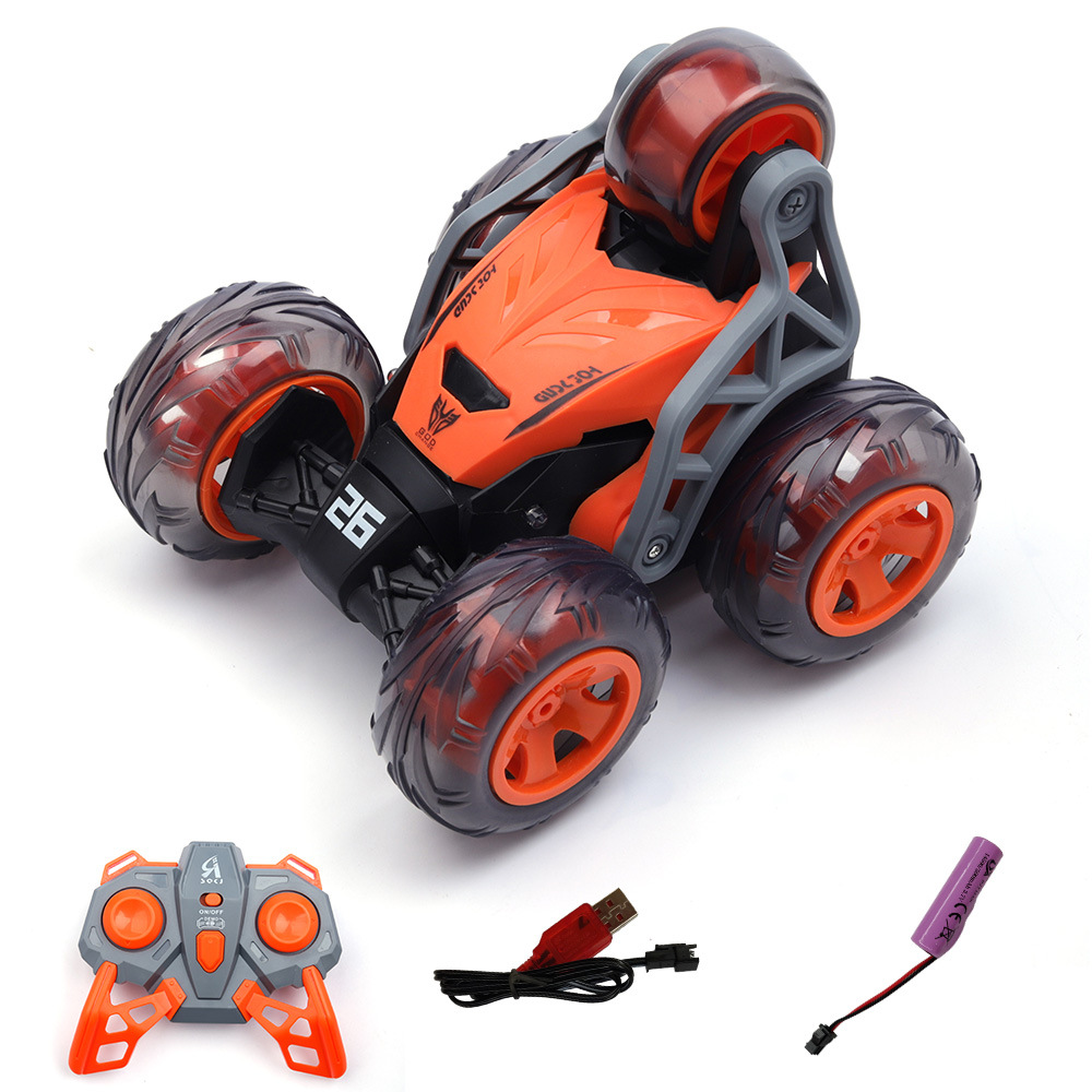 Picture of Remote control stunt dump truck 5 wheel roll off-road toy children's lights car rechargeable 360 degree rotating racing car