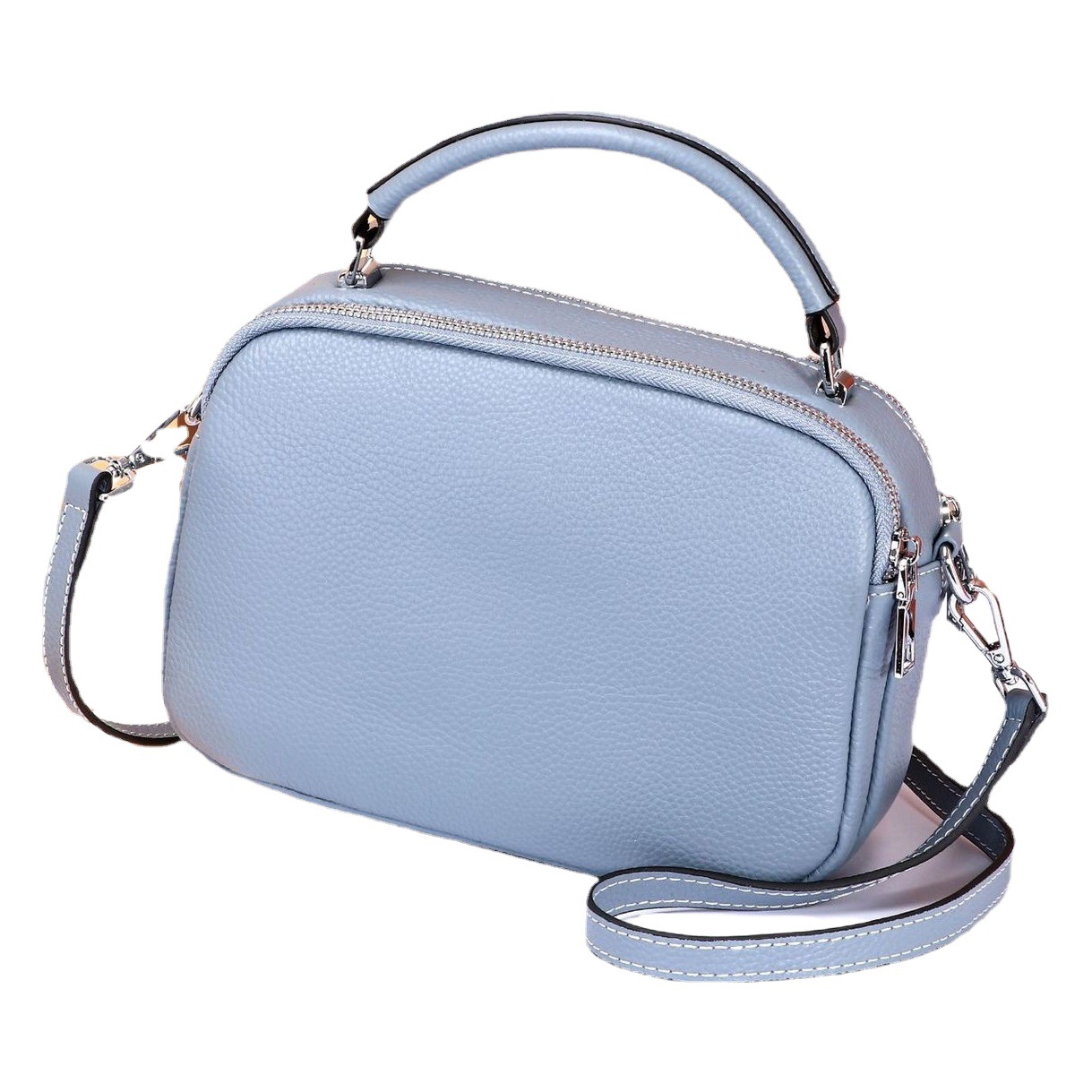 First-Layer Cowhide Genuine Leather Women's Bag 2025 New Versatile Pillow Bag Trendyy Fashion Handheld Crossbody Bag Manufacturer Wholesale