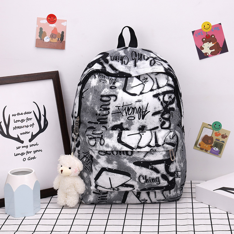 Picture of Niche Design Nylon Printed Backpack for Men and Women, Casual Large-Capacity Travel Backpack, College Student School Bag