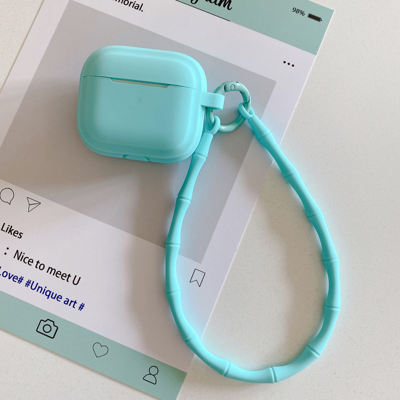 Picture of Simple Pure Color Belt Pendant Suitable for Airpods4 Protective Case Apple 1/2 Silicone Headphone Case with Lanyard Source