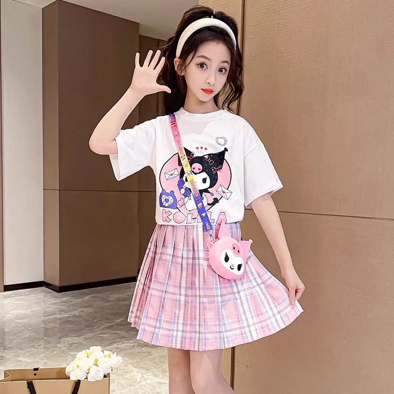 Culomi Dress with Lining for Girls Summer 2025 New Style Short-Sleeved Jk Suit Skirt for Girls