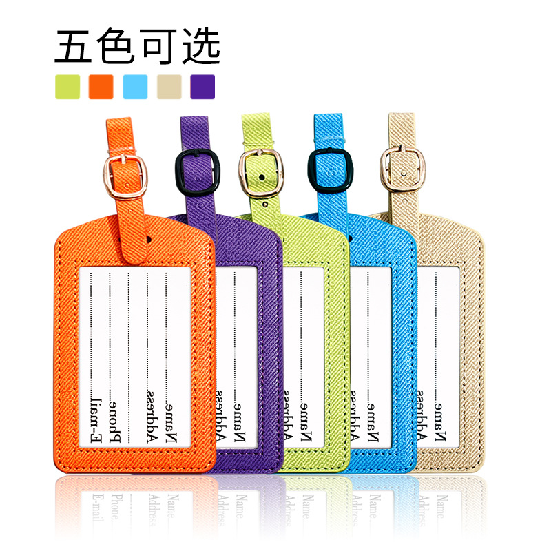 Picture of Simple Thickened PU Luggage Tag Aircraft Boarding Card Creative Suitcase Tag Check-in Luggage Tag Plus Printing