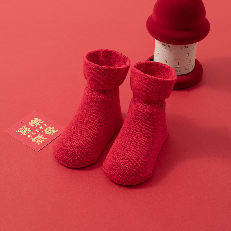 Picture of Newborn baby baby terry socks autumn and winter thick non-slip Christmas socks toddler red floor socks wholesale