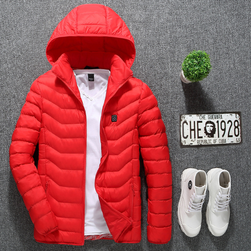 Picture of Cross-border new men's smart heating cotton-padded clothes USB charging couples down warm heating jacket cotton-padded jacket