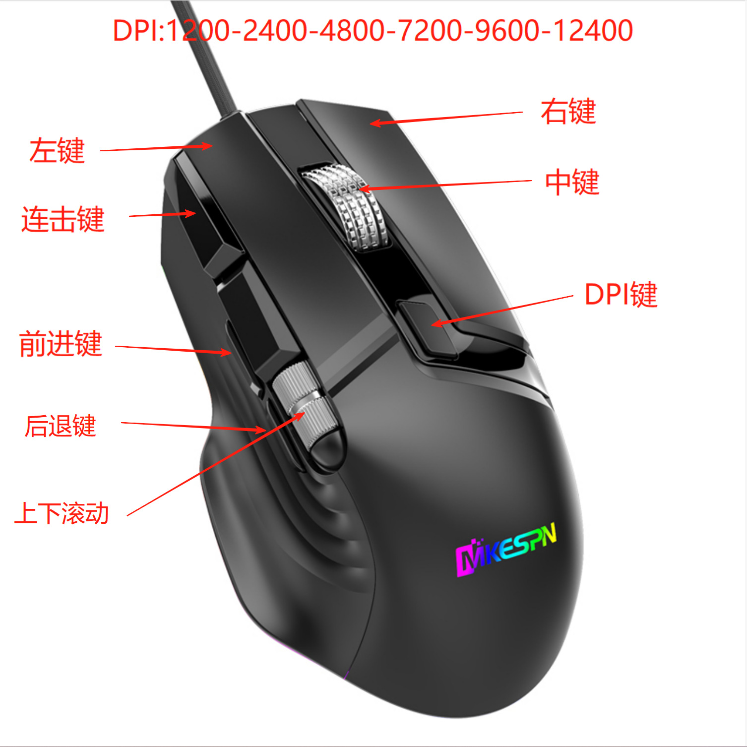Picture of 10-Key Dual-Wheel Swing Full-Speed Rgb Macro Definition Gaming Mouse, One-Piece Batch, Computer Accessories E-Sports