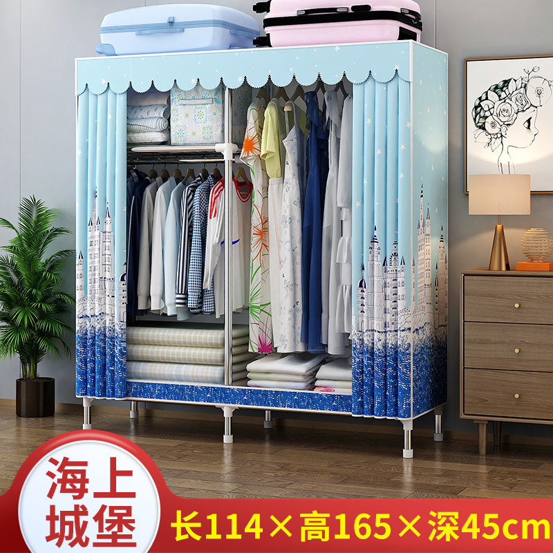Picture of 2025 New Steel Pipe Fabric Wardrobe Simple Assembly Wardrobe Home Bedroom Cabinet Rental Single Wardrobe