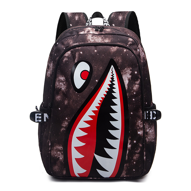 Picture of Cross-border Oxford Shark Schoolbag Primary School Grade 4, 5 and 6 Large Capacity Backpack Personalized Simple Backpack for Men