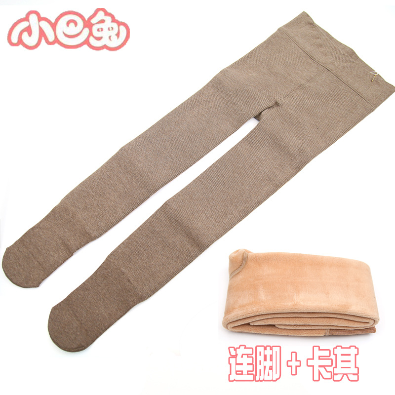 Picture of Xiaoba Rabbit Winter Thickened Girl's Children's Leggings Cotton Vertical Strip Warm Foot Air-Lined Velvet One-piece Pants Divided into Socks