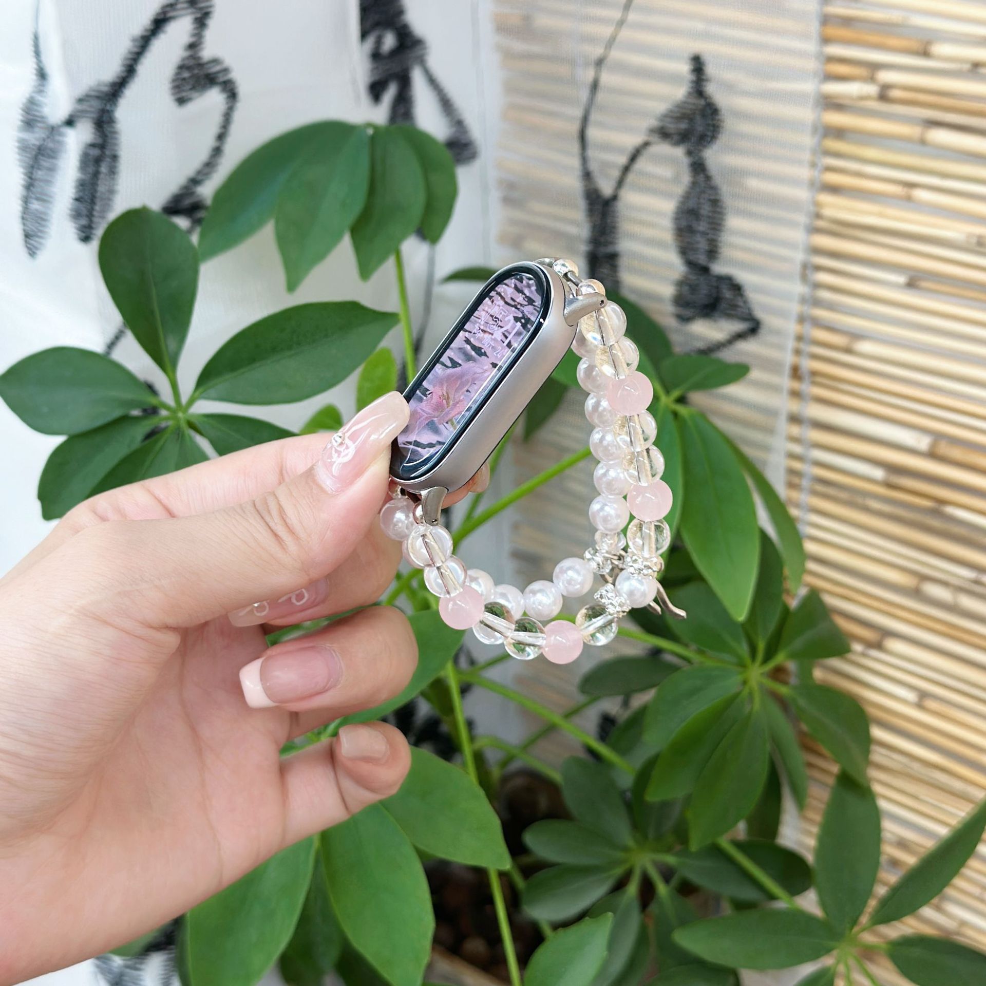 Picture of For mi band 9 strap butterfly pearl beads 3/4/5/6/7/8 generation nfc version wrist strap generation girls