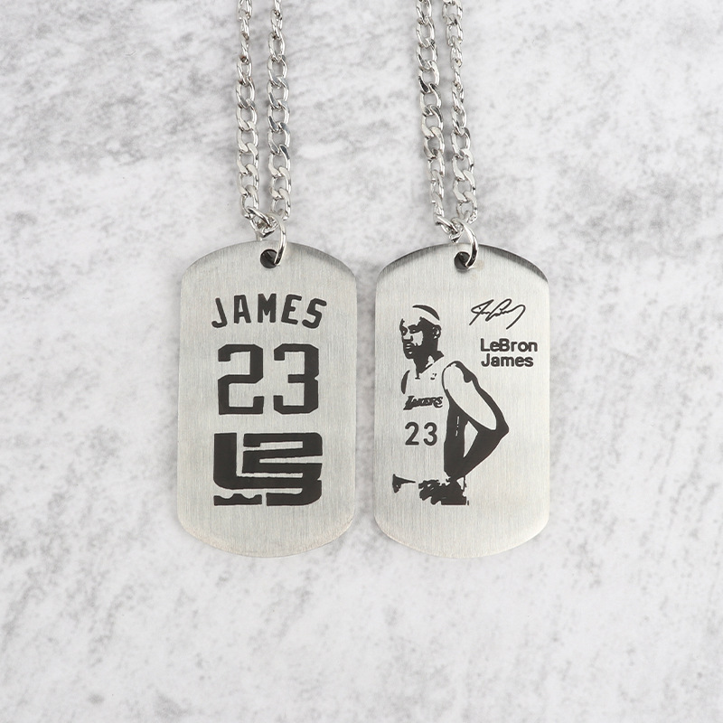 Picture of Necklace Kobe James Curry Owen Basketball Star logo Titanium Steel Necklace Pendant Commemorative Machinable Engraving