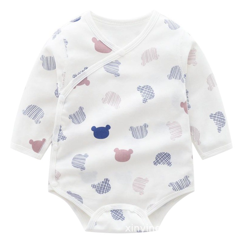 Factory wholesale autumn and winter new baby clothes cotton long sleeve children's jumpsuit boneless partial open fart clothes