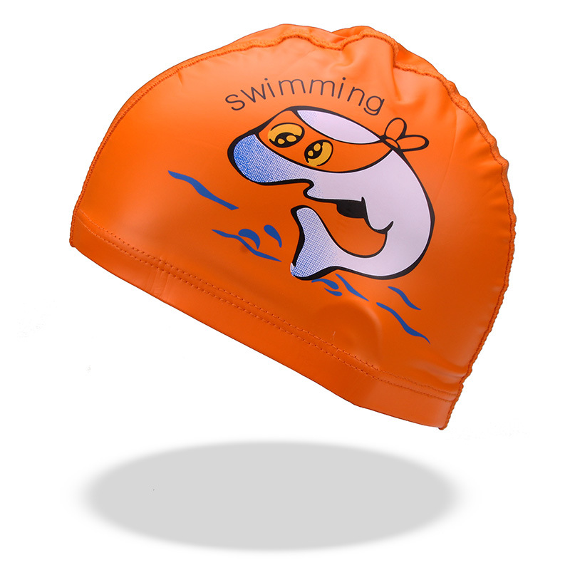 Picture of Manufacturers wholesale children's cartoon swimming cap waterproof ear protection Pu coated cap boys and girls large swimming cap