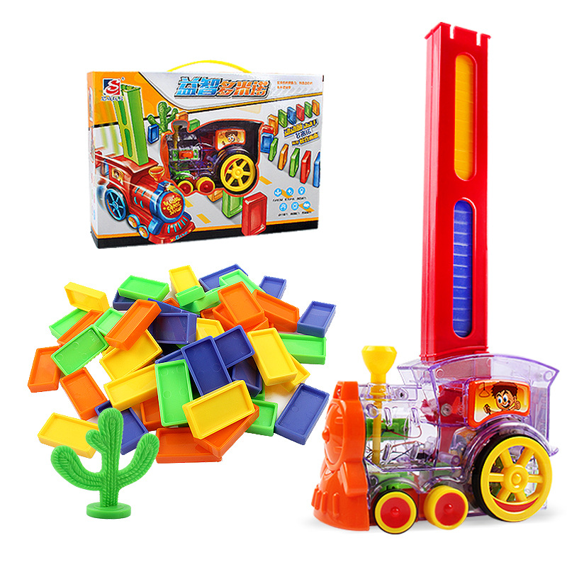 Picture of Transparent Dominoes Educational Kidsren's Automatic Card-Raising Electric Train Douyin Same Toys Wholesale