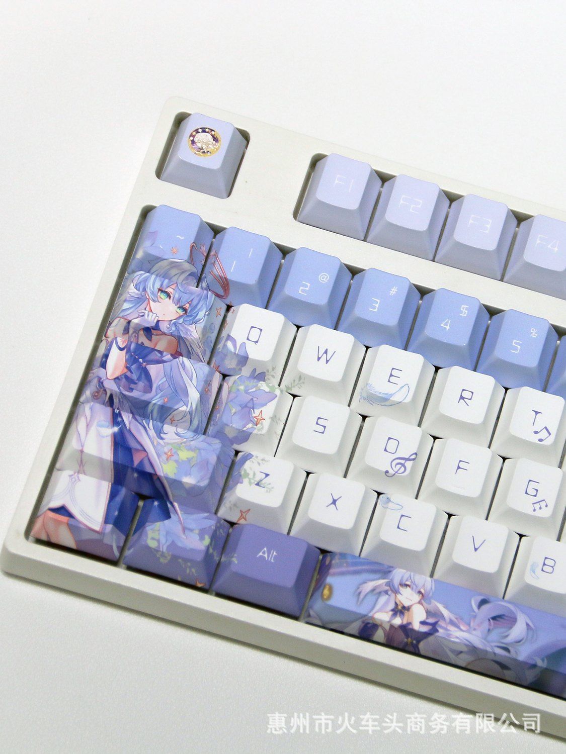 Picture of Robin keycap is engraved with light transmission sublimation PBT material secondary wife original factory side engraved with light transmission purple