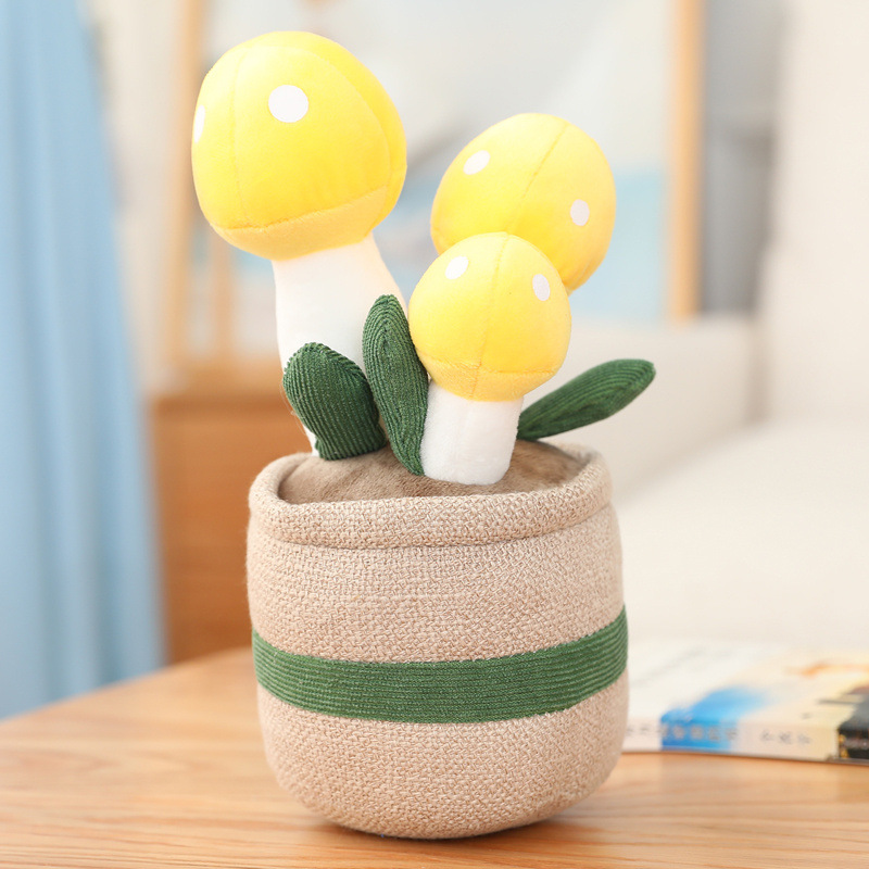 Picture of Mushroom Fleshy Tulip Green Plant Potted Plant Ornaments Cloth Doll Amazon Plush Toy Doll Cross Border Doll