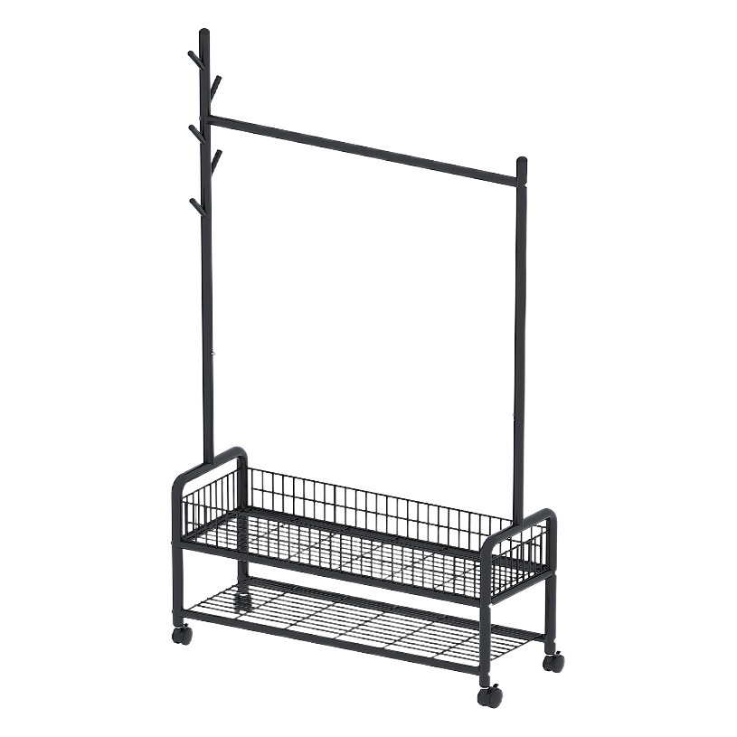 Simple clothes hanger floor folding indoor balcony bedroom clothes hanger indoor coat rack bedside clothes hanging artifact