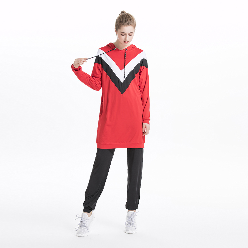 Picture of Autumn and Winter New Middle Eastern Arab Hui Sports and Leisure Color Matching Hooded Sports Sweatshirt Suit Y015