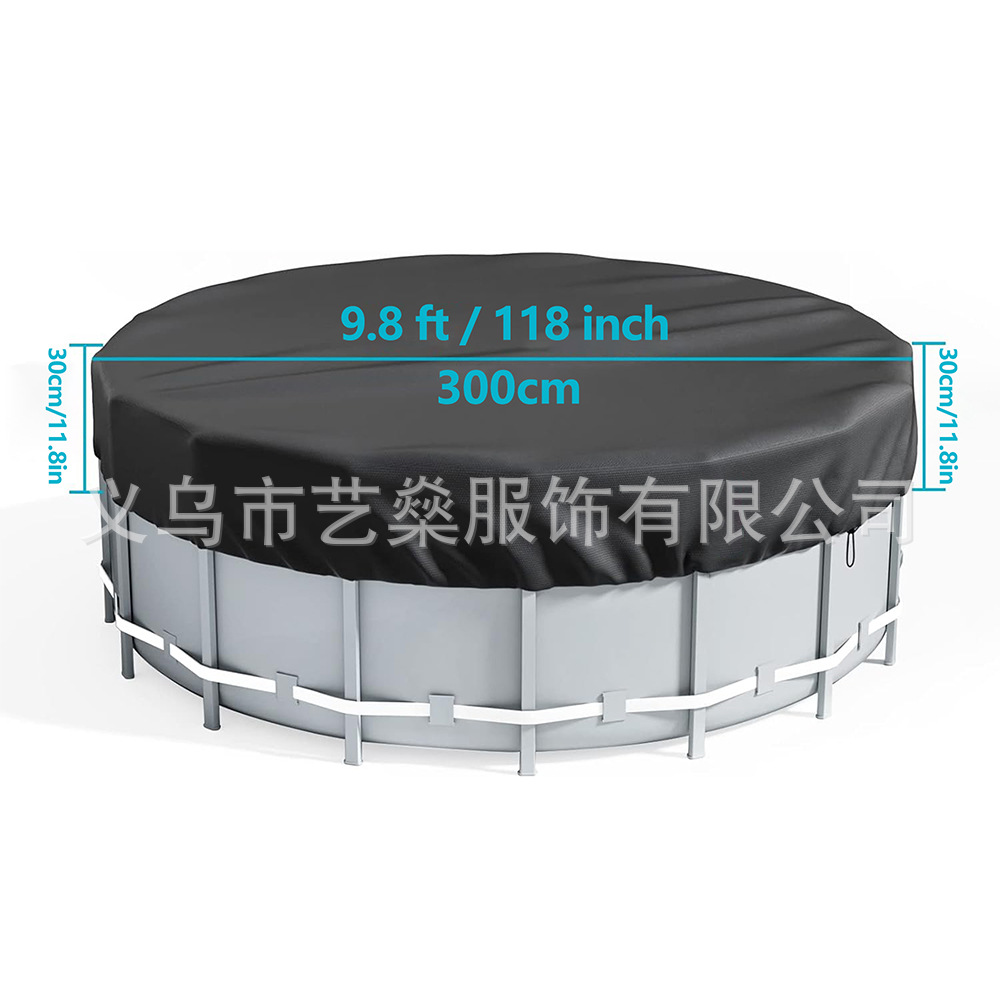 Picture of Black silver Square Round Pool Sunshade Summer Pool Cover Protective Cover with Accessories Bathtub Cover Waterproof and Dustproof