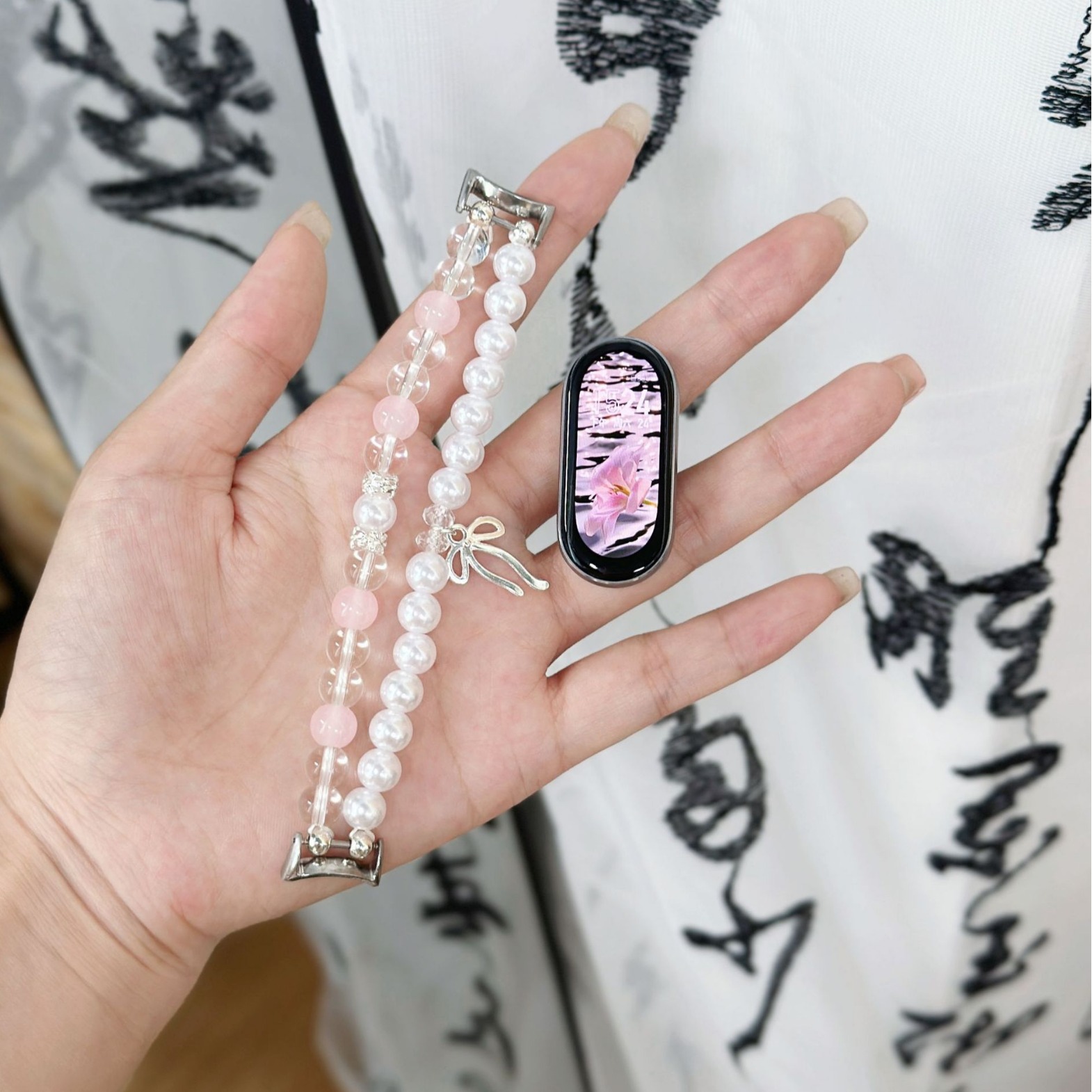 For mi band 9 strap butterfly pearl beads 3/4/5/6/7/8 generation nfc version wrist strap generation girls