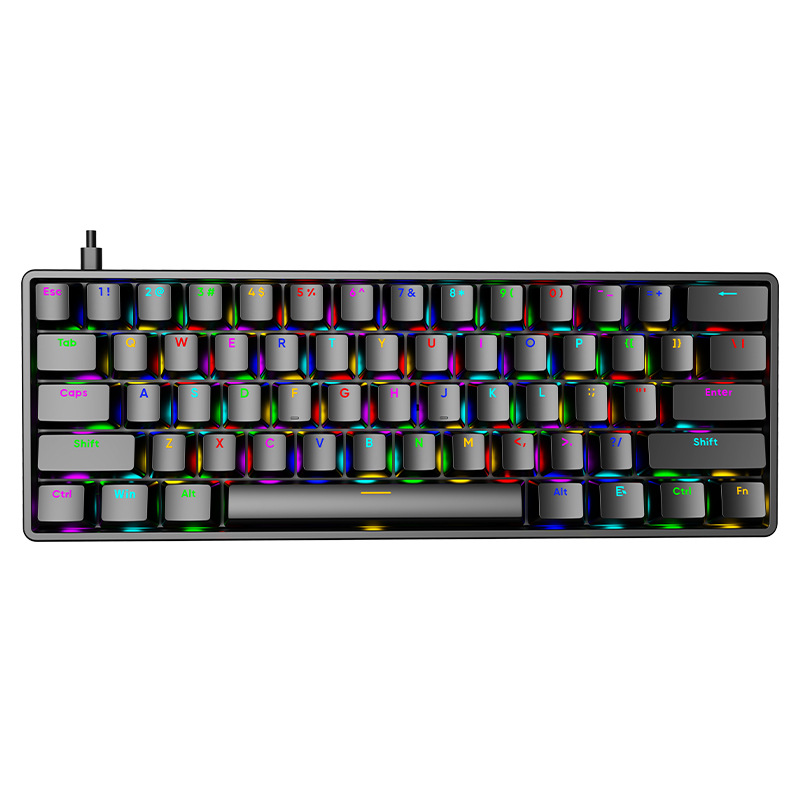 Picture of Senrui AK61 key RGB wired plug mechanical keyboard green red axis game office business mini home portable