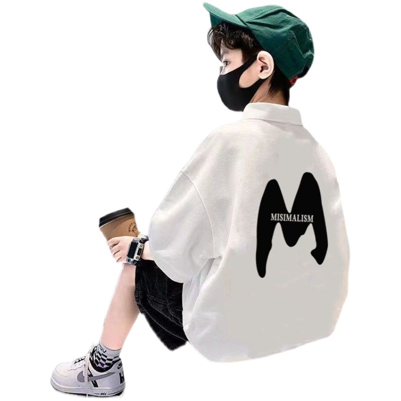 Children's clothing boys' summer fashion brand short-sleeved T-shirt 2023 new big children's summer cotton polo shirt fashionable