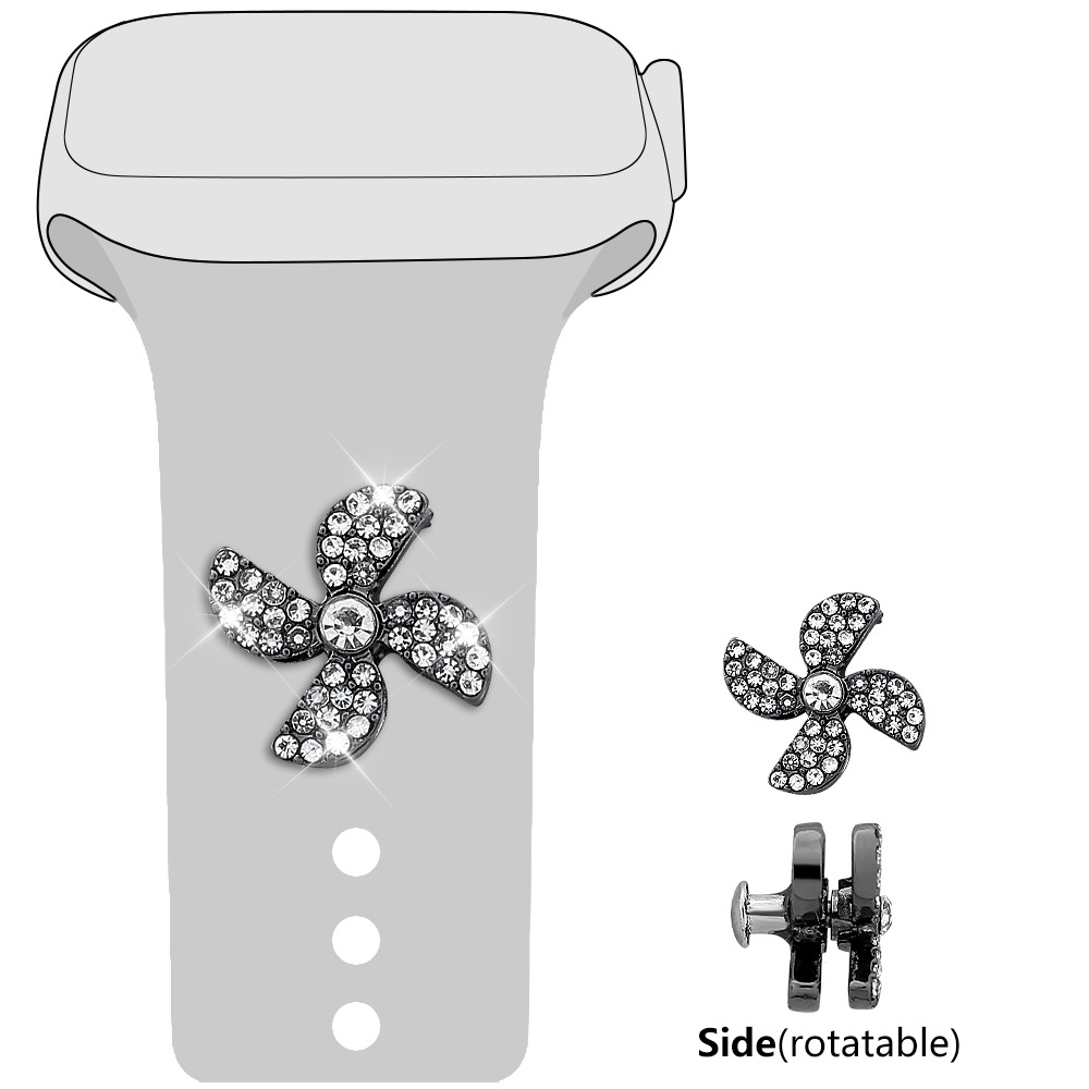 Picture of For Apple Watch Strap Decorative Nail Apple Watch Universal Silicone Strap Rotating Windmill Decoration