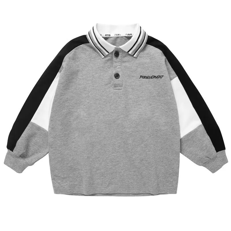 Picture of Children's Spring & Fall Polo Collar T-Shirts 2024 Spring New Boys' Long-Sleeved Tops, Medium and Large Kidsren's Bottoming Shirts Trendy