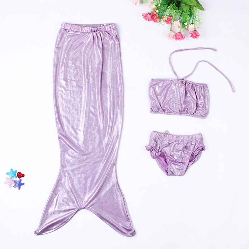 Picture of Foreign Trade European and American Popular Girls' Hot Silver Mermaid Swimsuit Three-Piece Set