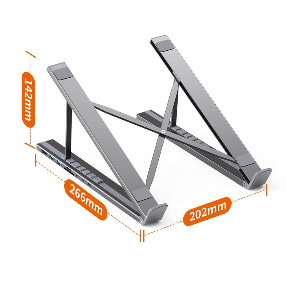 Picture of Manufacturer Supplies Hub Multi-Interface Expander Base Aluminum Alloy Hub 7-Port Retractable Stand for Laptop