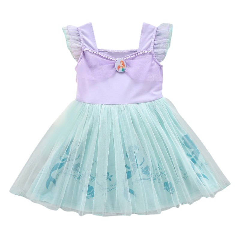 Foreign Trade Children's Clothing 2025 Spring and Summer New Girls' Dress Cotton Sleeveless Mermaid Print Dress Princess Dress