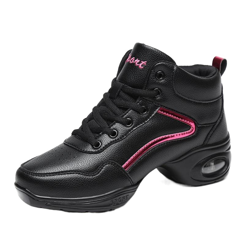 New Sailor Dance Shoes Women Dance Shoes Leather Adult Soft Sole Dance Shoes Middle Heel Boots High Top Square Dance Four Seasons