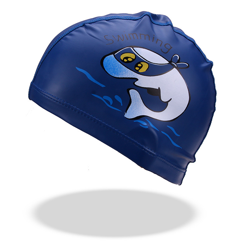 Picture of Manufacturers wholesale children's cartoon swimming cap waterproof ear protection Pu coated cap boys and girls large swimming cap