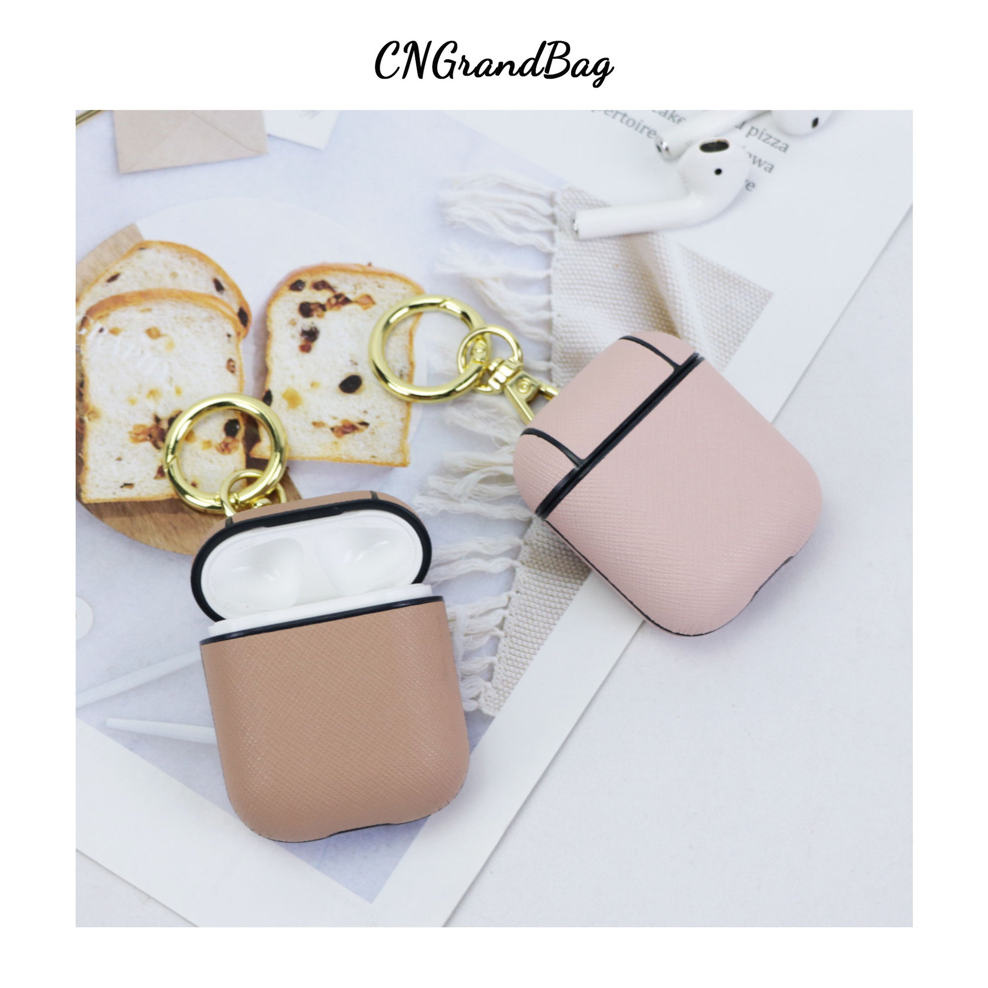 Picture of Leather Airpods 1/2/3 Pro Wireless Bluetooth Earphone Case Anti-drop Keychain Portable Hot Selling