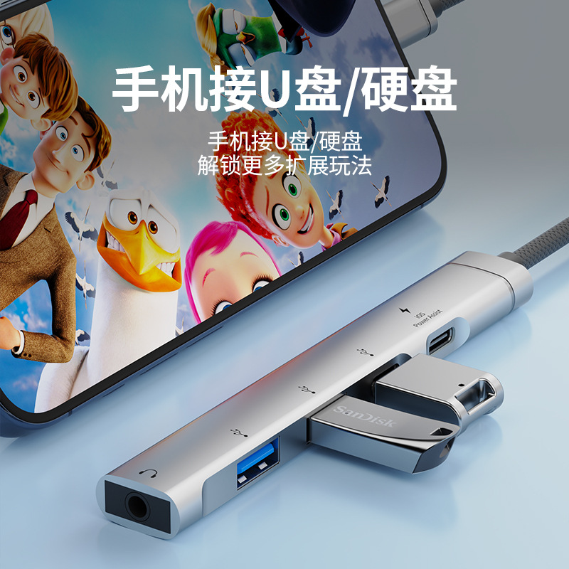 Picture of Multi-function usb extender Type-c docking station external 3.0USB-C USB flash drive digital headset 3.5mm headset
