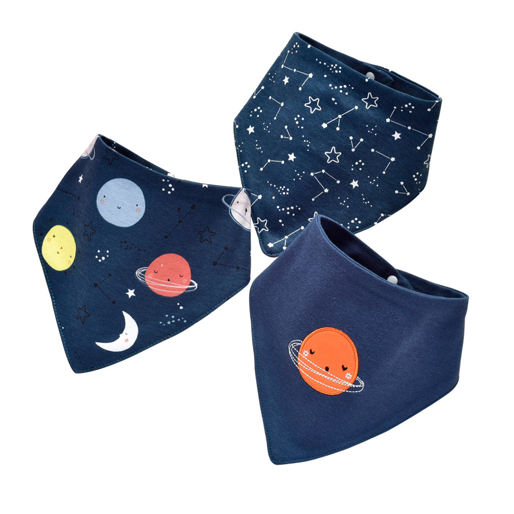 Picture of 3 PCTs Yinxiuli Pure Cotton Baby Slip Towel Baby Snaps Triangle Slip Towel Scarf Bib Bib Cross Border