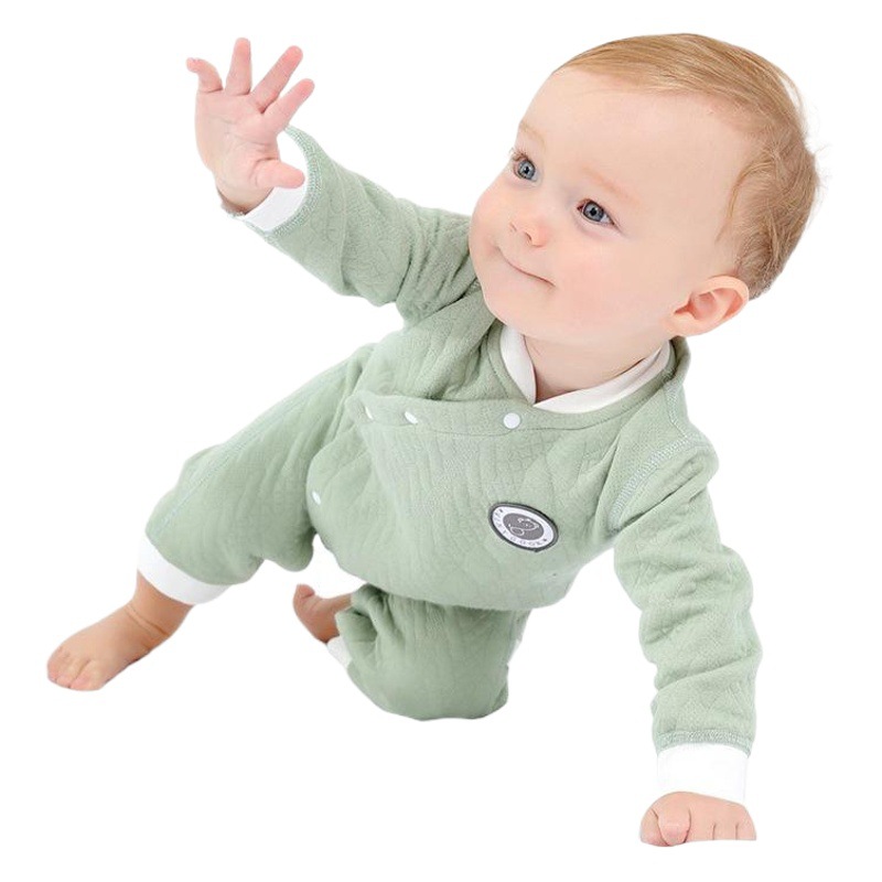 Baby quilted jumpsuit spring and autumn warm winter male and female baby sleeping clothes romper spring and autumn suit
