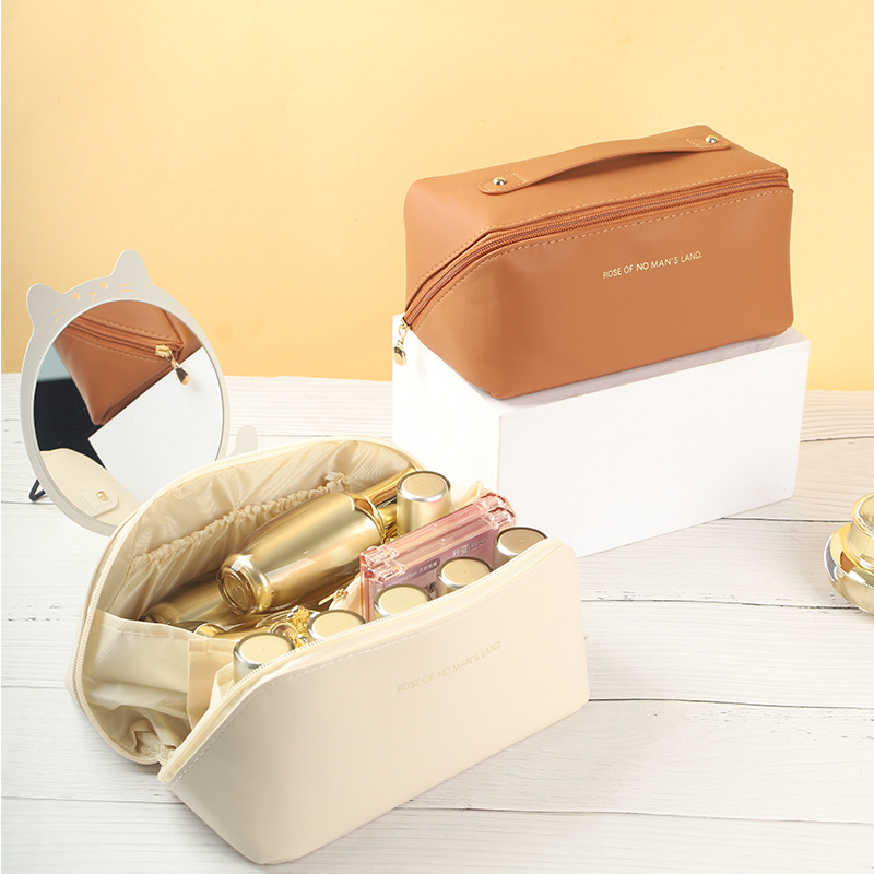 Picture of Cross Mirror Large Capacity Travel Cosmetic PU Waterproof Toiletry Bag Organ Pillow Cosmetic Bag Portable