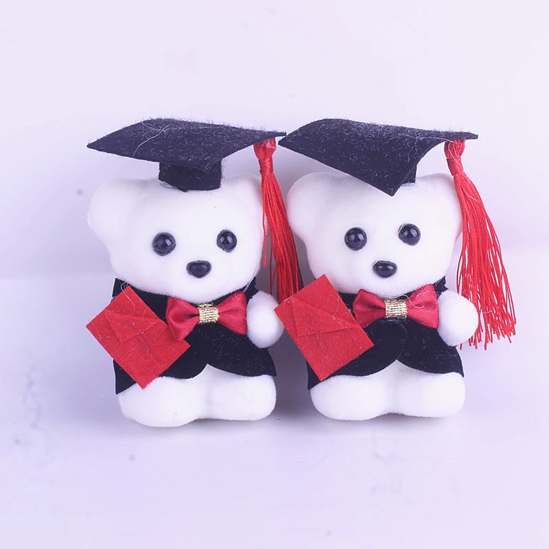 Picture of Wholesale send students Dr. bear male and female height 14cm all handmade graduation bear bag bouquet cartoon baby bear