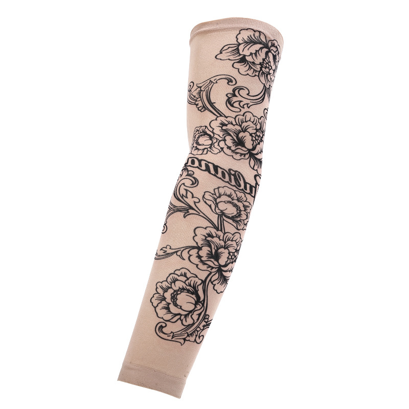 Picture of Outdoor Sleeve Tattoo Sleeve Seamless Men's and Women's Flower Arm Riding Sunscreen Sleeve Tattoo Arm Gifts